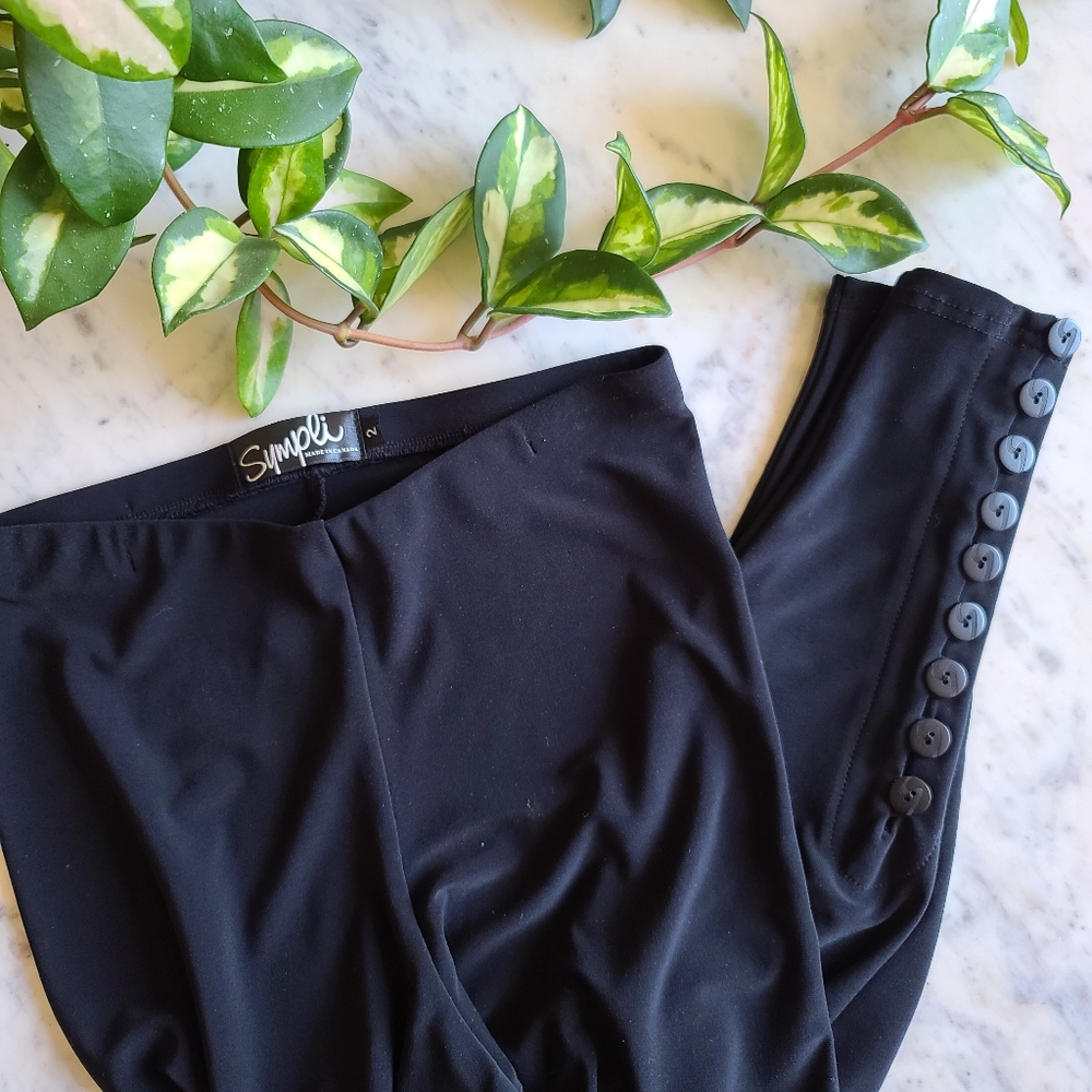 Sympli Black Stretch Button Detail Leggings Size 2